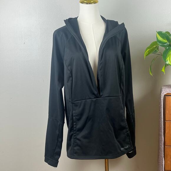 Marmot Black Half Zip Fitness Hoodie with Pockets Size XL - Picture 3 of 11